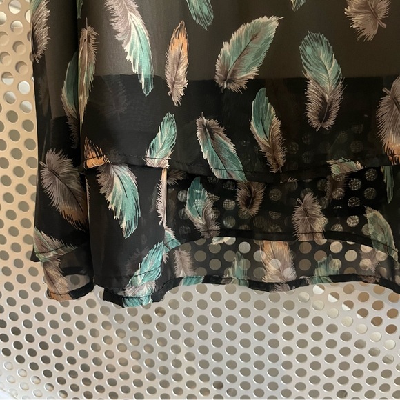 audrey 3 + 1 (boutique brand) mini-dress or top Size XS-S in Black feather GUC - Picture 9 of 9